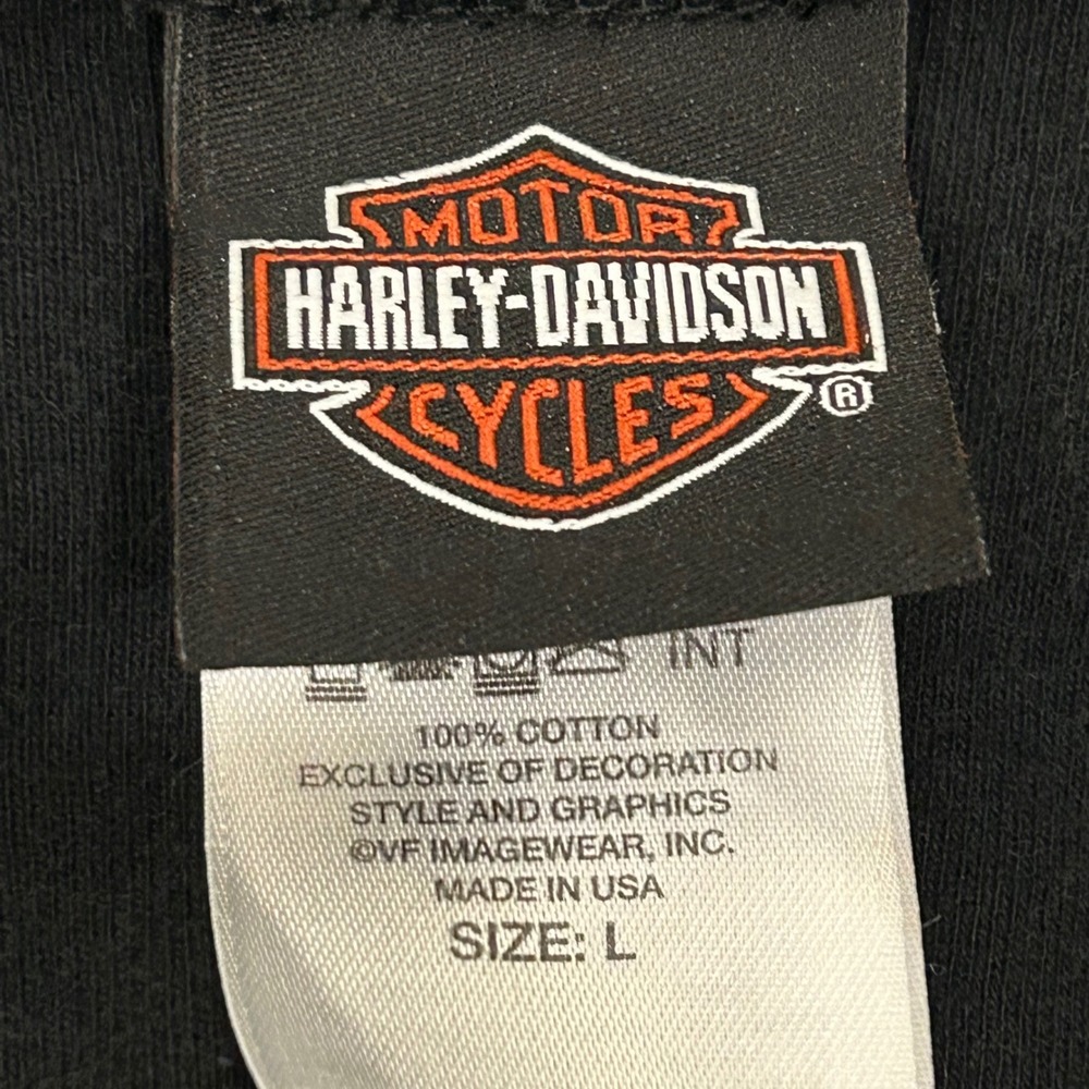Harley Davidson Las Vegas Skull Flag Graphic T Shirt Womens Large Black Cotton - Picture 7 of 7